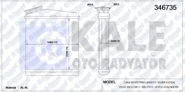 KALE 346735 Kalorifer Radyatoru Land Rover Free Lander 2-Rover Evoque-Volvo S60 Ii-S80 Ii-V60-V70 Iii-Xc70-Xc60  ####